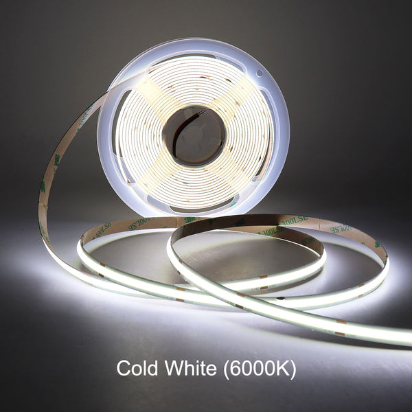5m Flexible 12V 24V LED COB Strip Light Bar 3000K 4000K 6000K White Color RA90 16.4FT FOB Linear LED Tape for Kitchen Room Decor